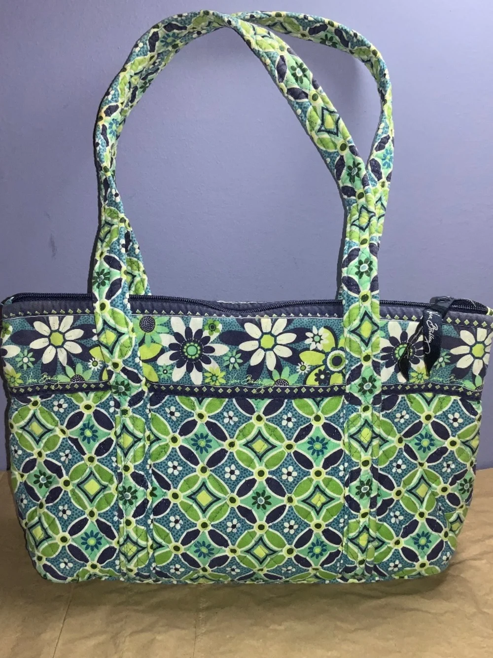 Vera Bradley quilted cotton tote bag Daisy Daisy pattern retired